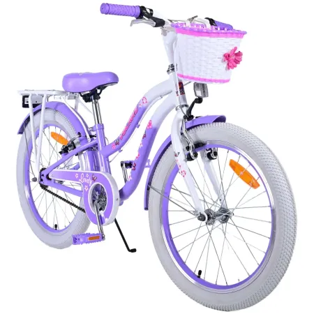 Bicicletta Bambini 20" Sportiva Viola Cestino Portapacchi Cavalletto