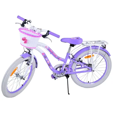 Bicicletta Bambini 20" Sportiva Viola Cestino Portapacchi Cavalletto