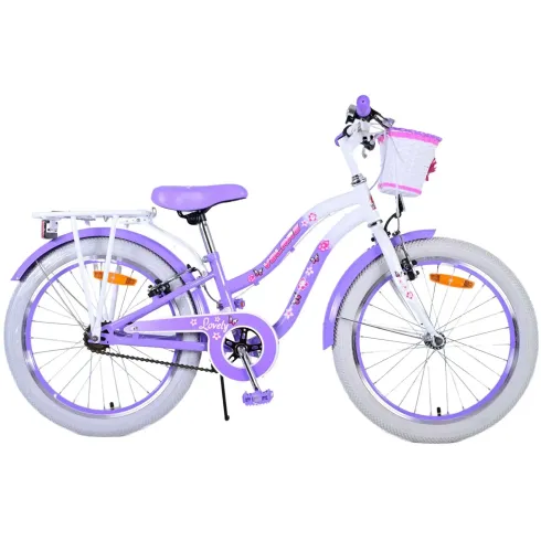 Bicicletta Bambini 20" Sportiva Viola Cestino Portapacchi Cavalletto