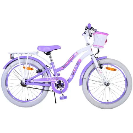 Bicicletta Bambini 20" Sportiva Viola Cestino Portapacchi Cavalletto