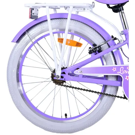 Bicicletta Bambini 20" Sportiva Viola Cestino Portapacchi Cavalletto