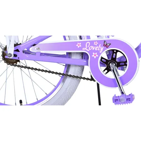 Bicicletta Bambini 20" Sportiva Viola Cestino Portapacchi Cavalletto