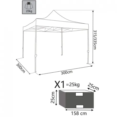 Gazebo per Giardino Pieghevole 3x3 m Bianco Quadrato Acciaio PVC