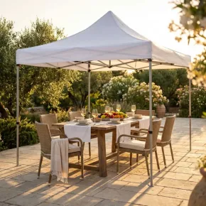 Gazebo per Giardino Pieghevole 3x3 m Bianco Quadrato Acciaio PVC 2