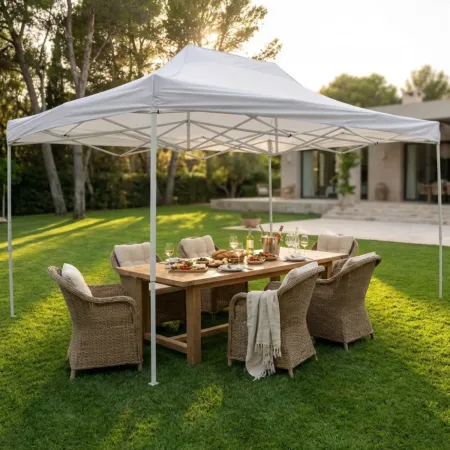 Gazebo per Giardino Eventi 290x440 cm Rettangolare Pieghevole Bianco