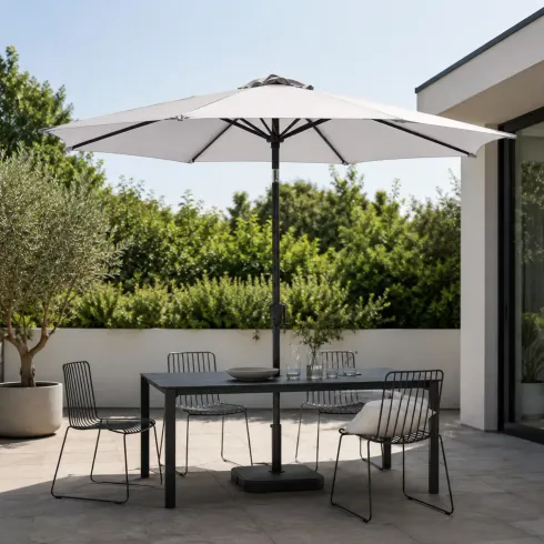 Ombrellone Grigio 3 Metri da Giardino Rotondo Antivento Palo Centrale Terrazzo | BricoShop24
