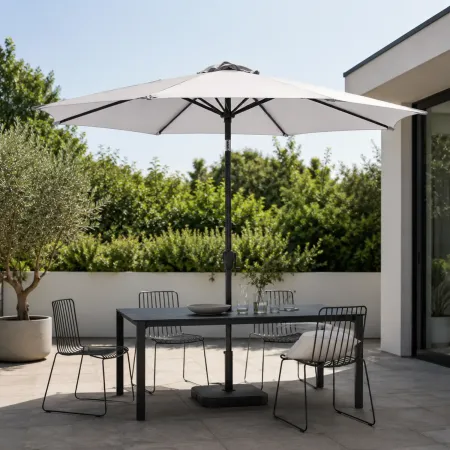 Ombrellone Grigio 3 Metri da Giardino Rotondo Antivento Palo Centrale Terrazzo | BricoShop24