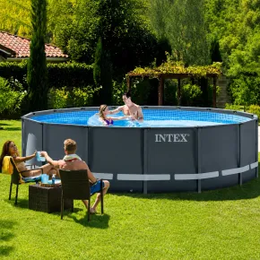Piscina Rotonda Intex 488x488x122 cm Pompa a Sabbia Teli Scaletta 2