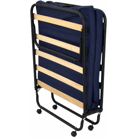 Letto Singolo Pieghevole in Acciaio con Materasso 80x190 cm con Ruote