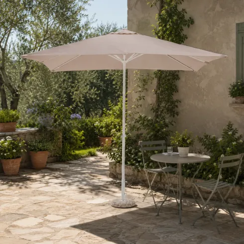 Ombrellone 3x2 mt Grigio Bianco Rettangolare da Giardino Antivento con Manovella | BricoShop24