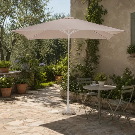 Ombrellone 3x2 mt Grigio Bianco Rettangolare da Giardino Antivento con Manovella | BricoShop24