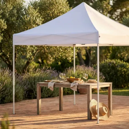 Gazebo da Esterno Pieghevole 290x290 m Bianco in Acciaio Poliestere