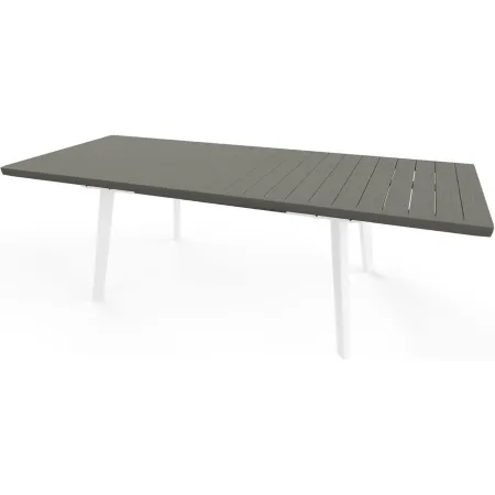 Tavolo Allungabile da Esterno Bianco Grigio Effetto Legno 162-241 cm