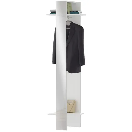 Appendiabiti da Ingresso con Specchio Bianco 2 Ripiani 50x35x191cm