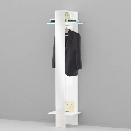 Appendiabiti da Ingresso con Specchio Bianco 2 Ripiani 50x35x191cm