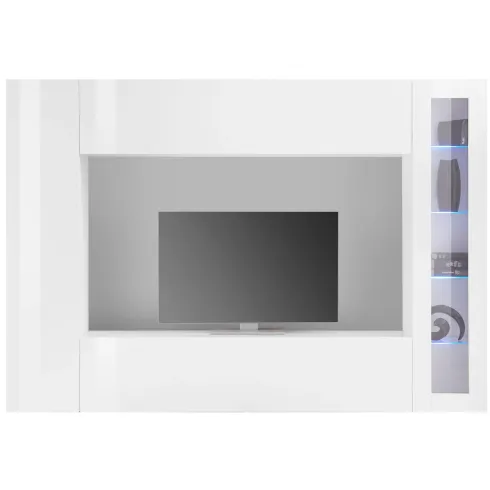 Mobile Soggiorno Vetrina Porta TV da Parete Pavimento 260cm Bianco