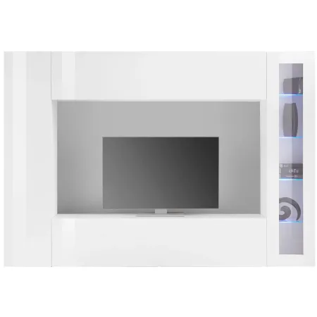 Mobile Soggiorno Vetrina Porta TV da Parete Pavimento 260cm Bianco