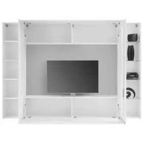 Mobile Soggiorno Vetrina Porta TV da Parete Pavimento 260cm Bianco 2