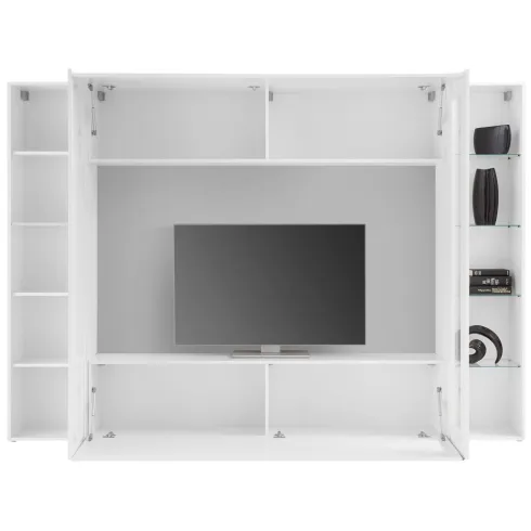 Mobile Soggiorno Vetrina Porta TV da Parete Pavimento 260cm Bianco
