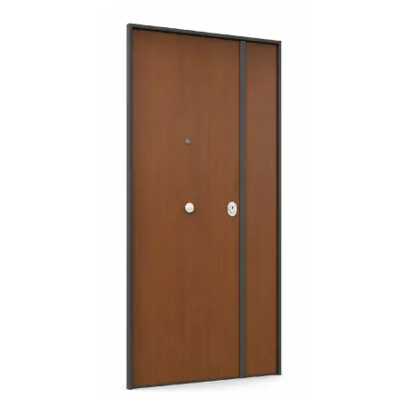 Portone Blindato Interno 2 Ante Porta Classe 3 Liscio Cilindro Europeo Noce
