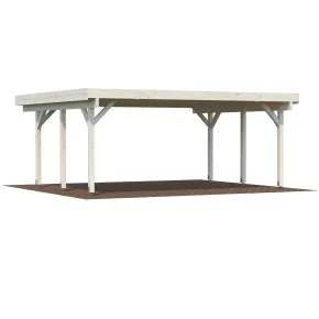 Carport Auto Doppio in Legno Abete Grezzo 600x562x321 cm con Copertura