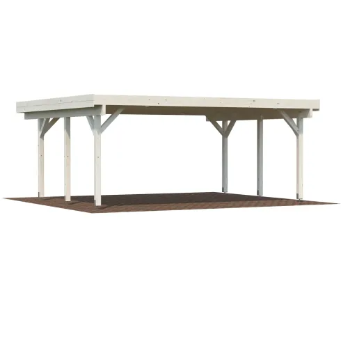 Carport Auto Doppio in Legno Abete Grezzo 600x562x321 cm con Copertura