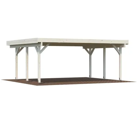 Carport Auto Doppio in Legno Abete Grezzo 600x562x321 cm con Copertura