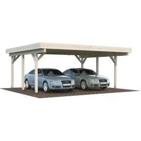 Carport Auto Doppio in Legno Abete Grezzo 600x562x321 cm con Copertura 2