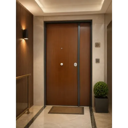 Portone Blindato Interno 2 Ante Porta Classe 3 Liscio Cilindro Europeo Noce