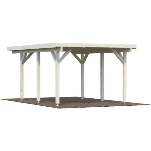 Carport Auto Singolo Legno Abete Grezzo 360x512x230 cm con Copertura