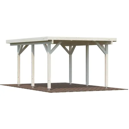 Carport Auto Singolo Legno Abete Grezzo 360x512x230 cm con Copertura