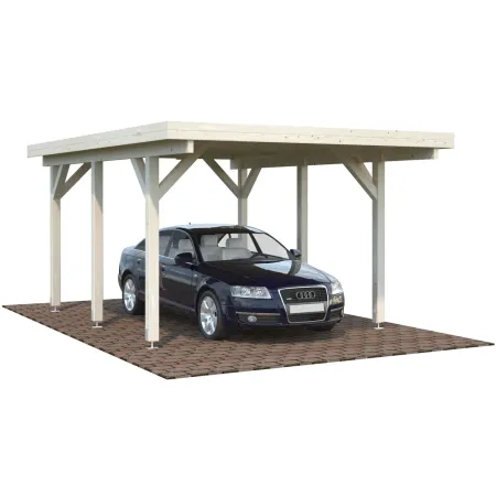 Carport Auto Singolo Legno Abete Grezzo 360x512x230 cm con Copertura