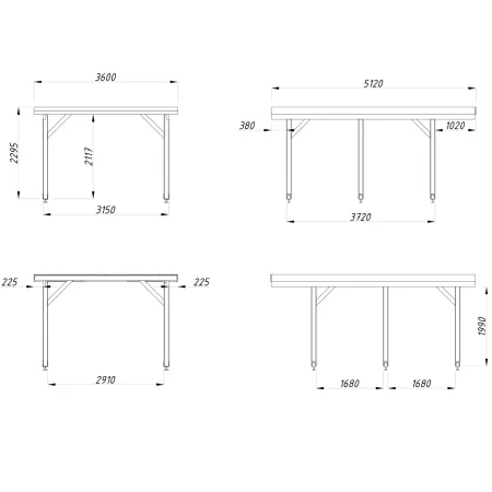 Carport Auto Singolo Legno Abete Grezzo 360x512x230 cm con Copertura
