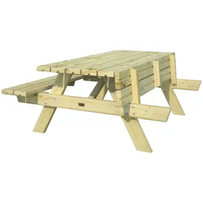 Tavolo da Picnic in Legno Impregnato con Panche Integrate da Giardino
