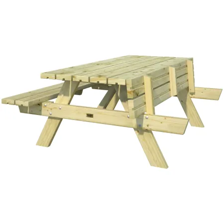 Tavolo da Picnic in Legno Impregnato con Panche Integrate da Giardino