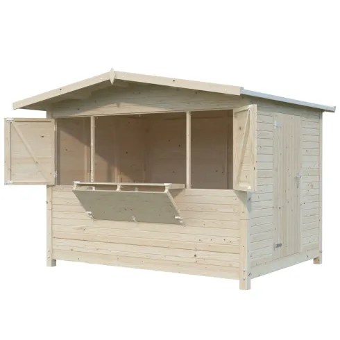Chiosco Pieghevole in Legno 298x228x245 cm con Pavimento per Eventi