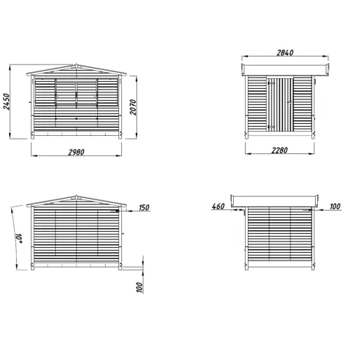 Chiosco Pieghevole in Legno 298x228x245 cm con Pavimento per Eventi