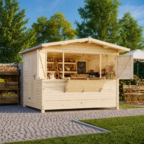 Chiosco Pieghevole in Legno 298x228x245 cm con Pavimento per Eventi