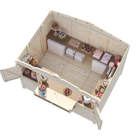 Chiosco Pieghevole in Legno 298x228x245 cm con Pavimento per Eventi