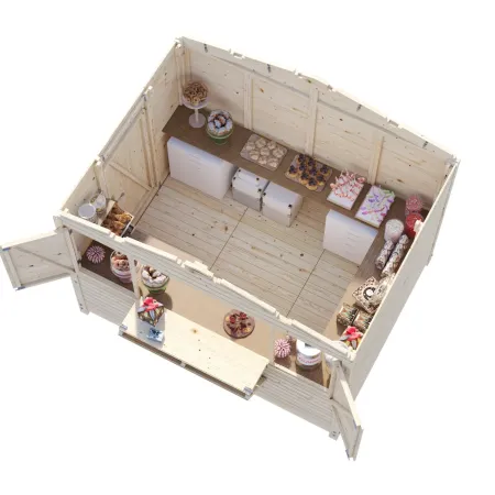 Chiosco Pieghevole in Legno 298x228x245 cm con Pavimento per Eventi