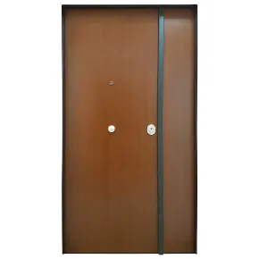Portone Blindato Interno 2 Ante Porta Classe 3 Liscio Cilindro Europeo Noce 2