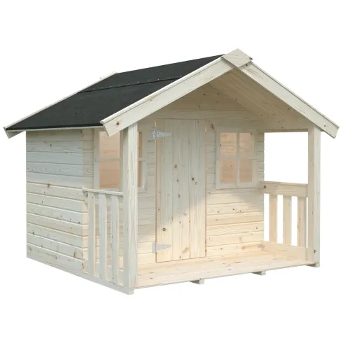 Casetta per Bambini Gioco in Legno 180x112x168 cm con Pavimento