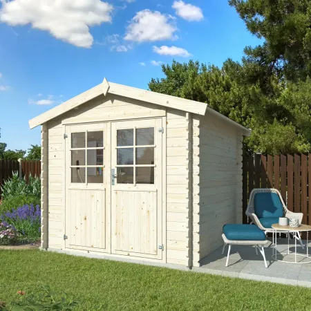 Casetta in Legno da Giardino 250x250 cm Blockhouse 28 mm Doppia Porta