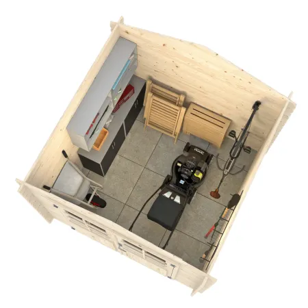 Casetta in Legno da Giardino 250x250 cm Blockhouse 28 mm Doppia Porta