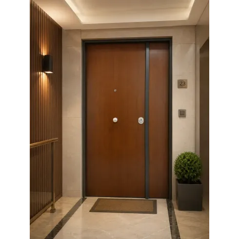 Porta Blinda 2 Ante da Interno Configurabile Classe 3-4 Noce e Bianco