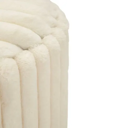Set 2 Pouf Contenitori Imbottiti Bianco Seduta Tavolino Soggiorno Camera