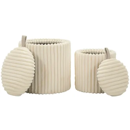 Set 2 Pouf Contenitori Imbottiti Bianco Seduta Tavolino Soggiorno Camera
