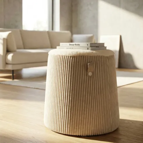 Pouf Moderno Cono Bianco Imbottito 41x41x45 cm Salone Camera