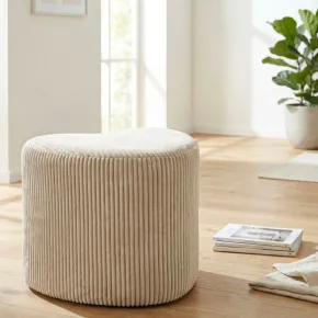 Pouf a Cuore Camera da Letto Salone Bianco 49x45x42 cm Plissettato 2