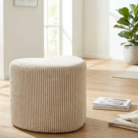 Pouf a Cuore Camera da Letto Salone Bianco 49x45x42 cm Plissettato